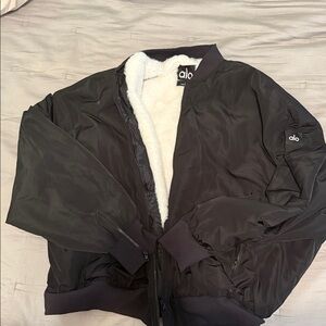 ALO Yoga Black Jacket with White Fleece Lining
